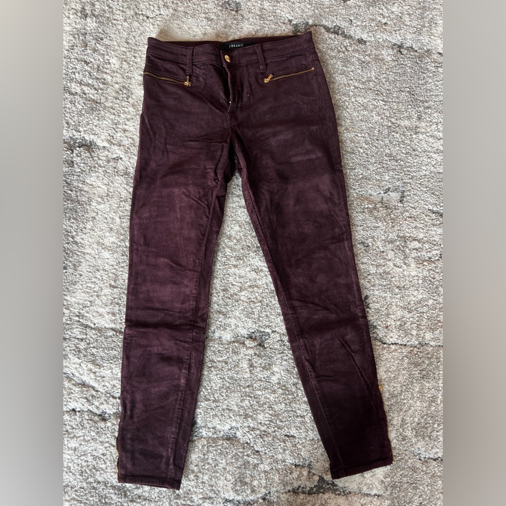 J Brand Dark Purple Skinny corduroy  Jeans